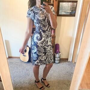 Black and white soft tie dye knee length dress